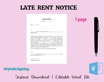 Late Rent Notice, Late Rent Payment, Overdue Rent, Delay Rent Notice, Late Payment Notice, Tenant Notice, Eviction Letter, Pay rent Due
