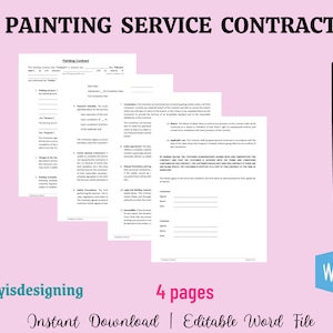 Editable Painting Service Contract: Face Painter Agreement (WORD)