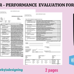Employee Performance Evaluation Form, Performance Review, Appraisal Form, HR Forms, Probationary Review, Promotional Review, Job Evaluation