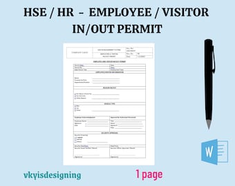 Employee/Visitor In/Out Permit Template (Word File)