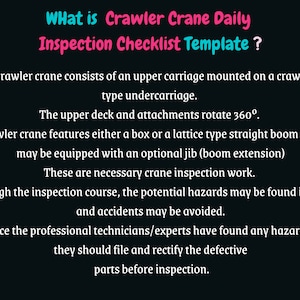 Crawler Crane Inspection Checklist Construction Checklist Crane