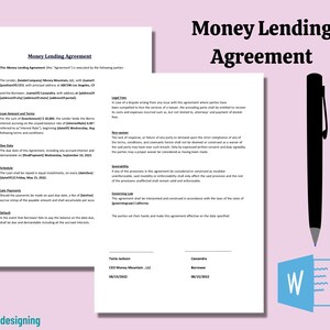 Money Lending Agreement * Money Borrow * Money Lender - Money Borrower * Loan Contract * Finance Contract * Bank Lender - Business Borrower