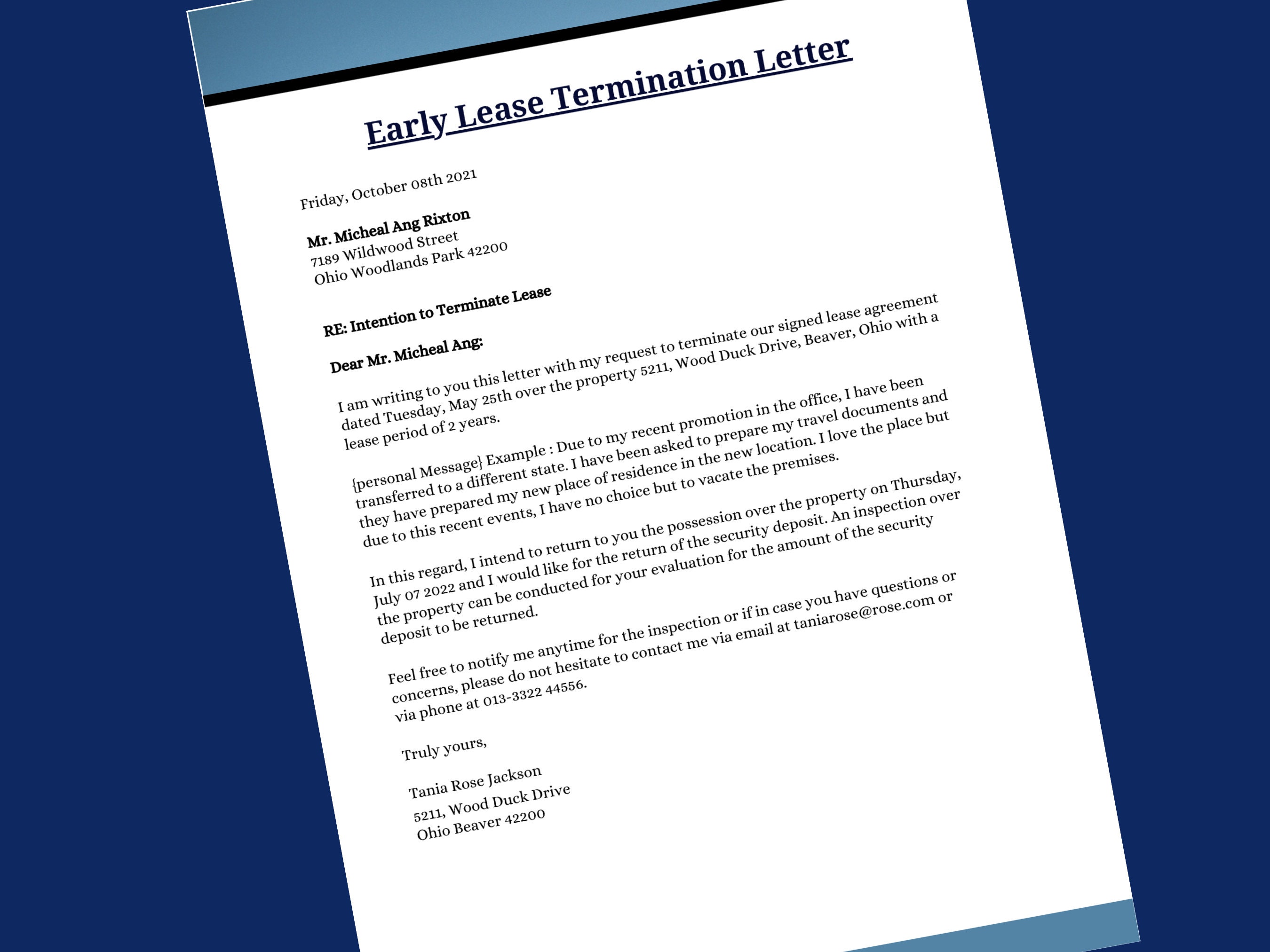 Early Lease Termination Letter Lease Cancellation Notice - Etsy