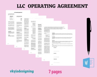 Contratto operativo LLC, modulo di avvio attività modificabile (WORD), contratto di intermediazione e trasporto, contratto di partnership