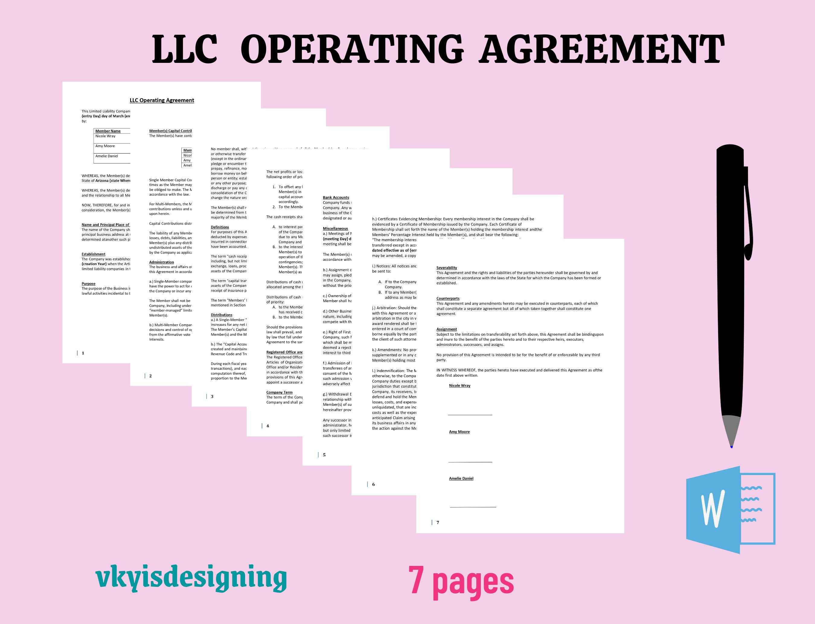 Llc Operating Agreement Term Sheet 23 - 718mqhj