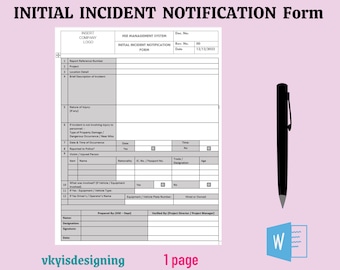 Initial Incident Report, Incident Notification, Safety Tools, Injury Report, Company Damage, Accident Report, Incident Form, Construction