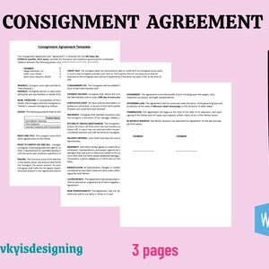 Consignment Agreement, Consignor Contract, Consignee Contract, Product Agreement, Carrier Contract, LLC Operating, Transport Contract, Word