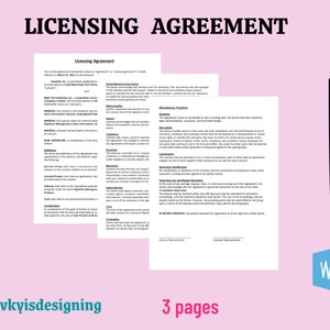 Acuerdo de licencia, Acuerdo de derechos de autor, Acuerdo de licencia, Contrato de regalías, Contrato de licenciatario, Acuerdo de licenciante, Forma intelectual Word