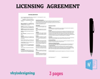 Licensing Agreement, Copyright Agreement, License Agreement, Royalty Contract, Licensee Contract, Licensor Agreement, Intellectual Form Word
