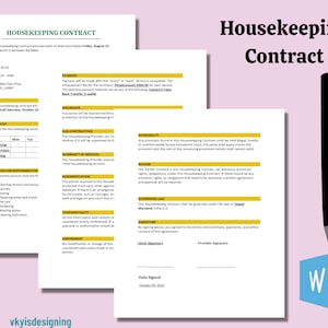 Housekeeping Contract Template: Commercial & Residential Cleaning (Editable Word)