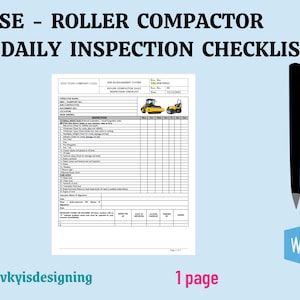 Roller Compactor Inspection Checklist: Health & Safety (Editable Word)