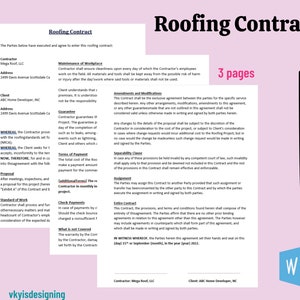 Roofing Contract,* Residential Roofing, Commercial Roofing, Roofing Service,- Roofing Agreement, Construction Roof ,Roofing Proposal, free