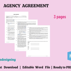 Agency Agreement Template: Recruitment, Staffing, Homecare (Editable Word, 3-Page)