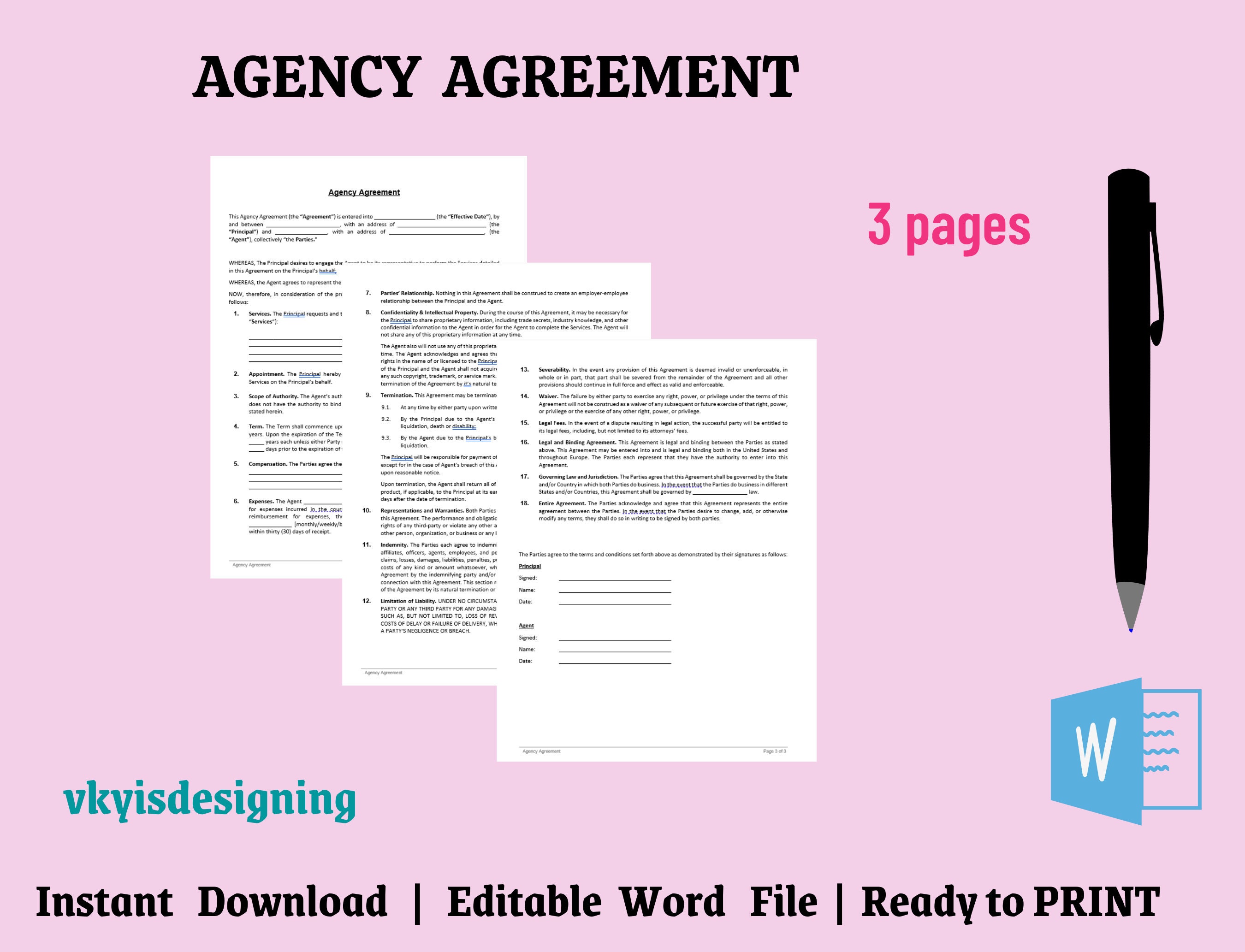 Agent Agreement Template Free