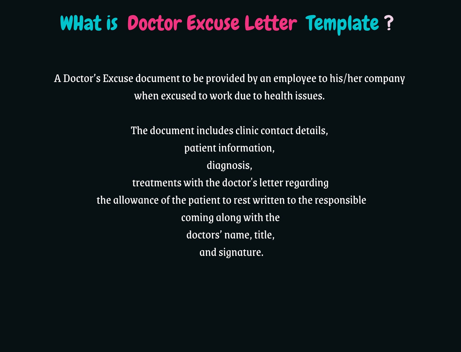 Medical Excuse for School * Excuse Form * Medical Form - Doctor Note ...