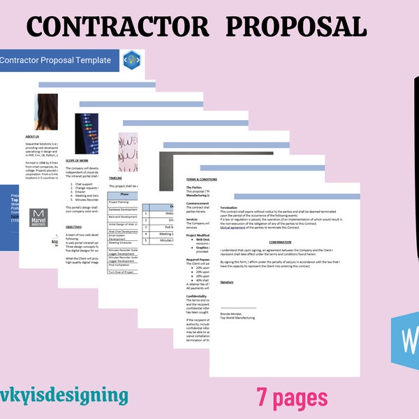 Contractor Proposal, Web Designing Proposal, Written Offer, Project Proposal, Website Proposal, Cost of Project, Business Marketing, Product