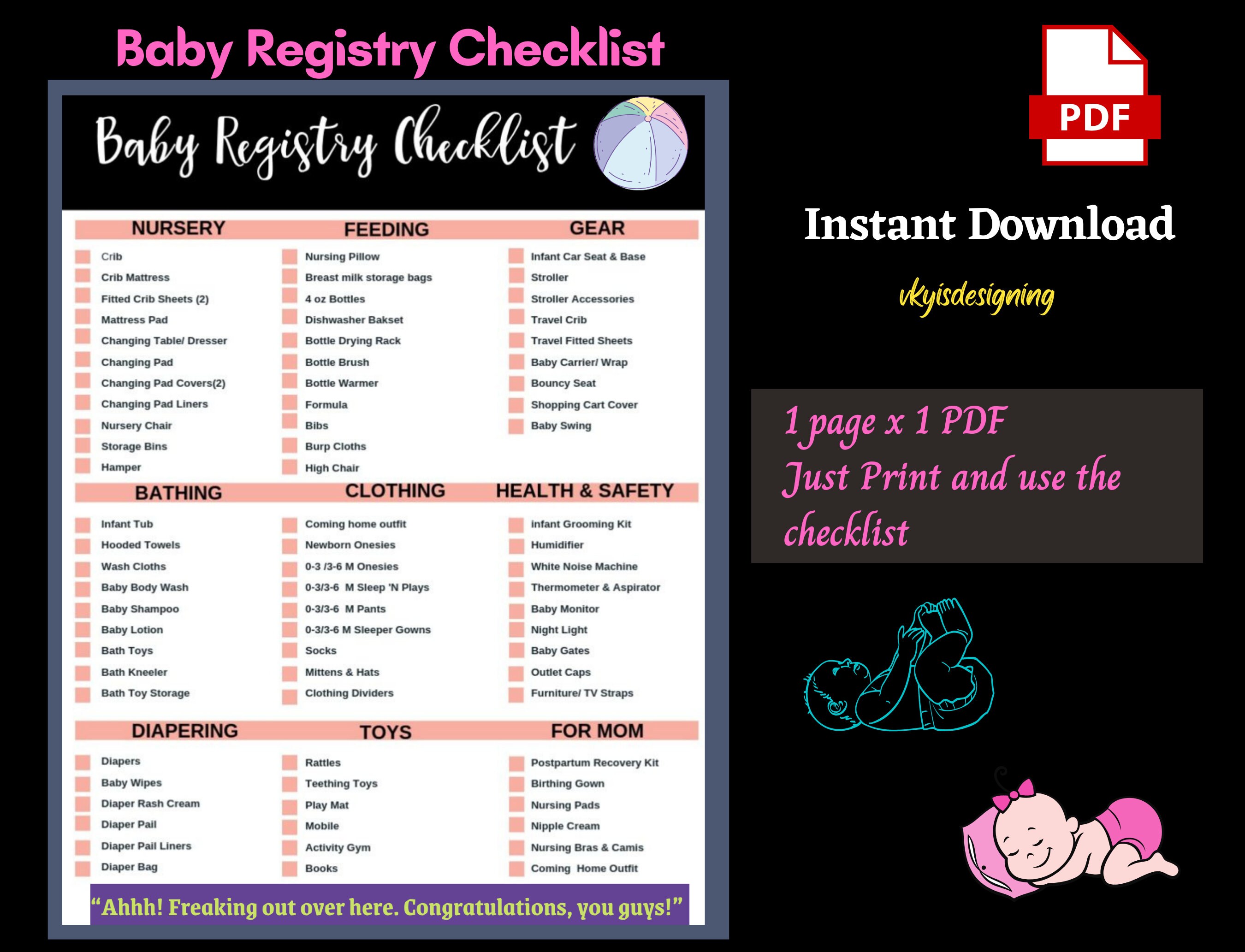 baby registry checklist newborn essentials new mom baby etsy