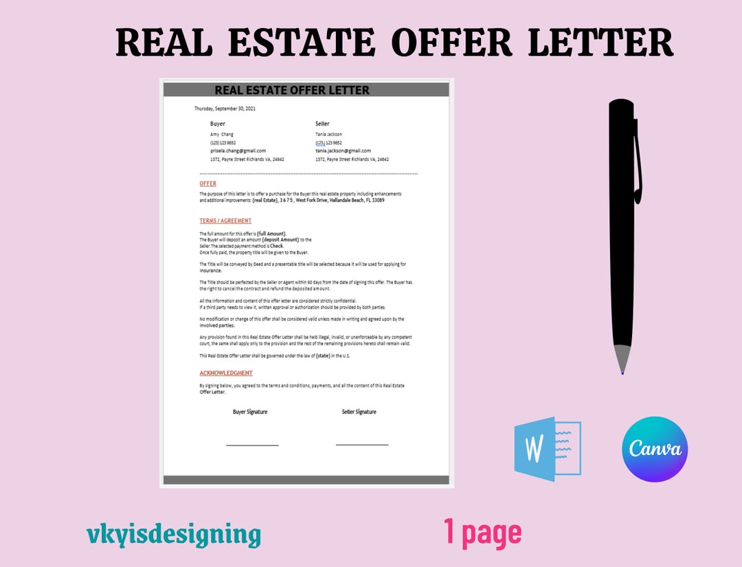 Real Estate Offer Letter, New House Buyer, Home Buyer, Home Seller Real Estate Offer Letter, New House Buyer, Home Buyer, Home Seller