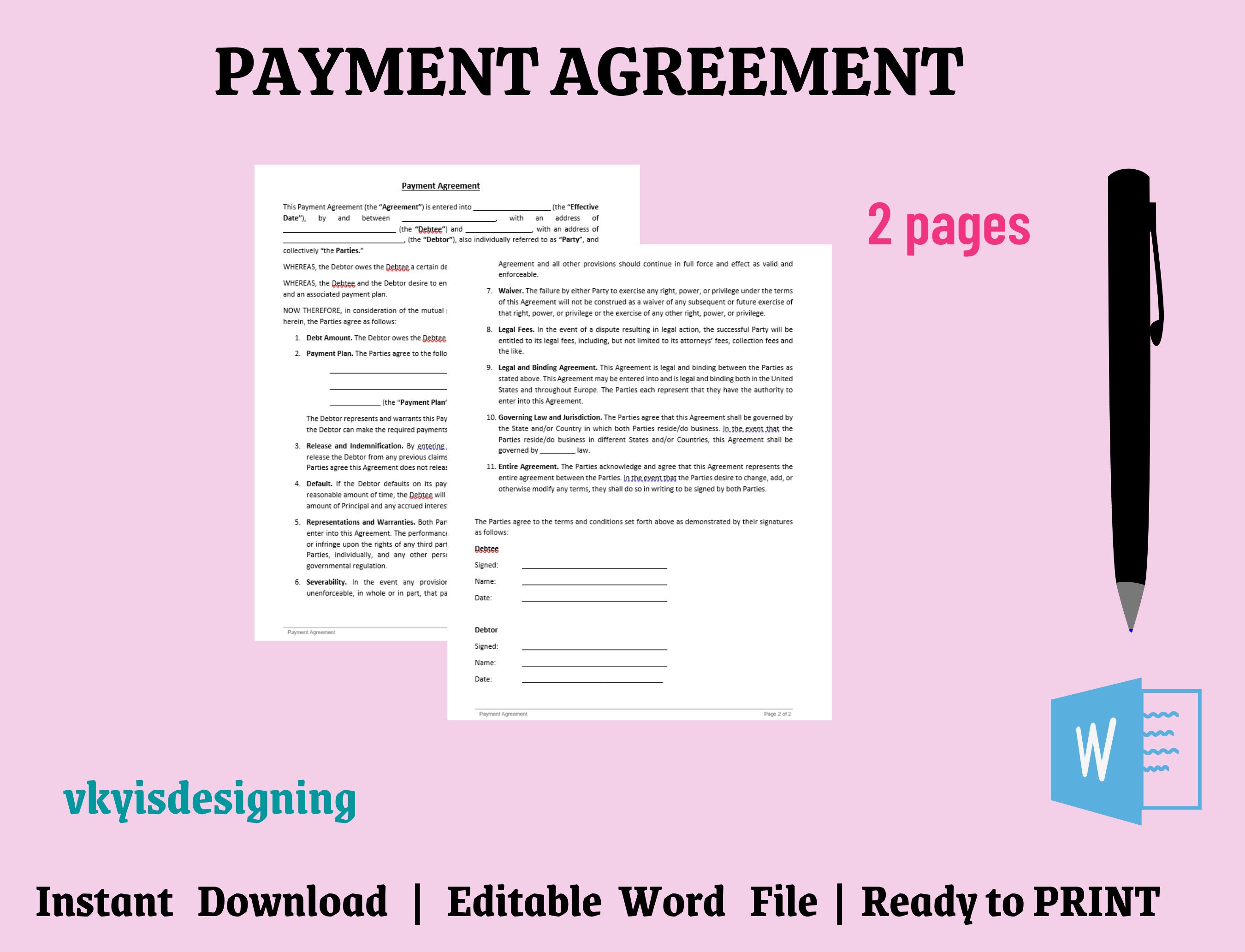 payment-agreement-pricing-contract-payment-template-payment-contract