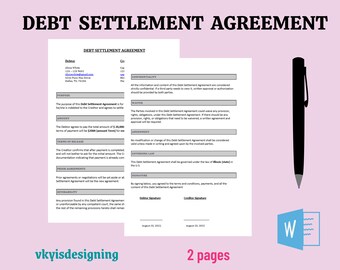 Debt Settlement Agreement Template: Loan Waiver, Payment Term (MS Word)