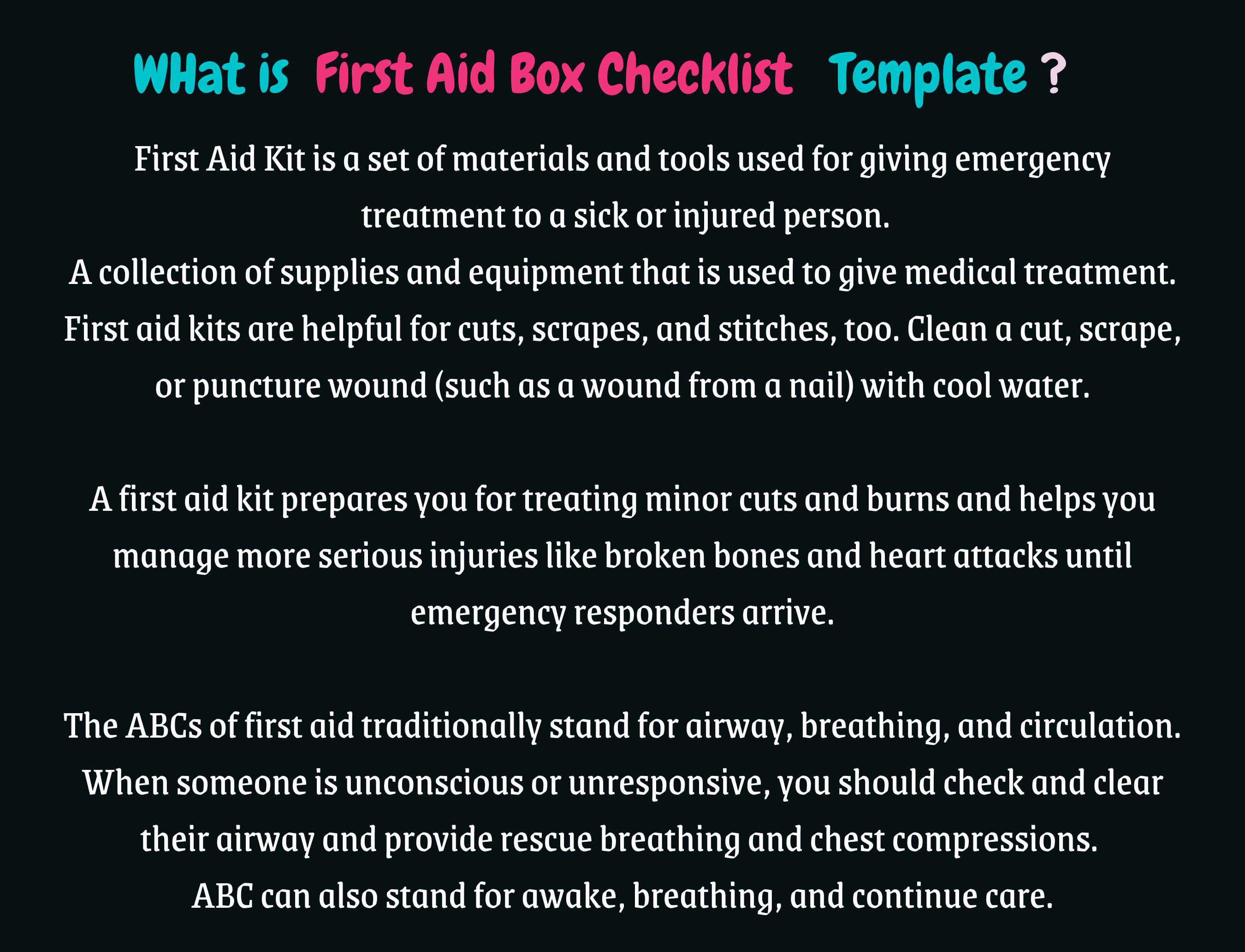 First Aid Box Checklist First Aid Kit Medicine Checklist Medicine Bag