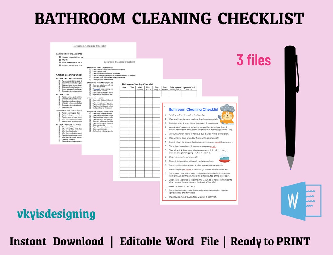 Bathroom Cleaning Checklist, Cleaning Service, Bathroom Cleaning