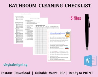 Bathroom Cleaning Checklist, Cleaning Service, Bathroom Cleaning, Cleaning Business, Cleaning Schedule, Bathroom Supplies, Word Editable