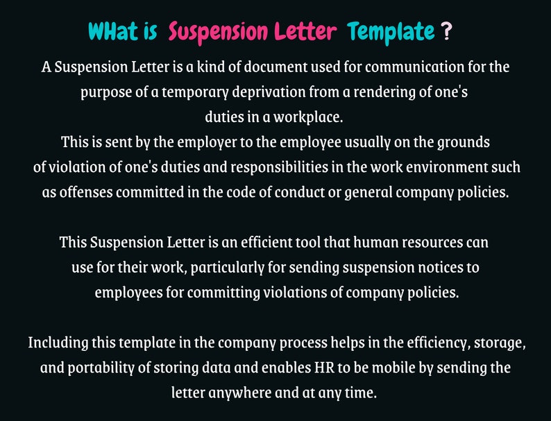 Suspension Letter Duty Violation Suspension Notice Temporary