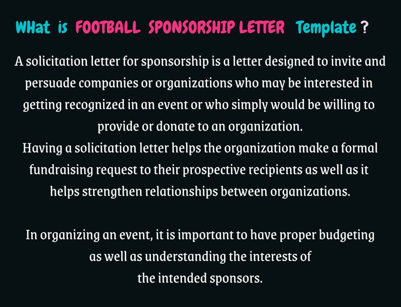 Sports Sponsorship Letter, Sports Letter, Football Sponsor, Football