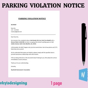 Parking Violation Notice, Warning Letter, Parking Warning, Wrong Parking, No Parking, Reserved Parking, Notice Alert Sign, Parking Sticker