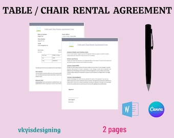 Contrato de alquiler de equipos editable, alquiler de equipos para bodas, alquiler de sillas y mesas, decorador de eventos, planificador de eventos, alquiler de material de Word económico
