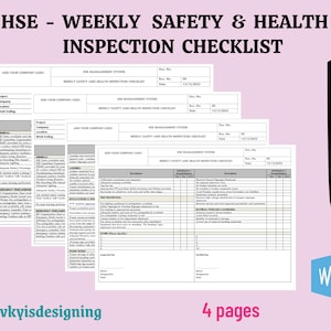Weekly Safety Health Inspection Checklist: Construction Site Report (Editable WORD Template)
