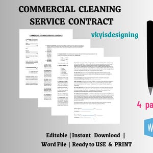 Commercial Cleaning Services Contract: Attorney-Written, Editable (Digital Download)