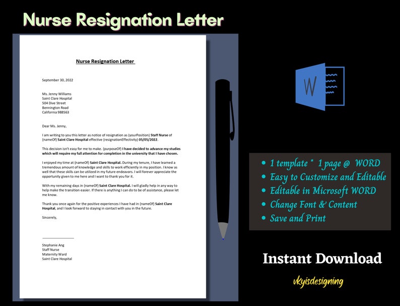 Nurse Resignation Letter Nurse Job Leave Job Quit New Job Offer Leaving Hospital Health Professional Health Care Provider image 2