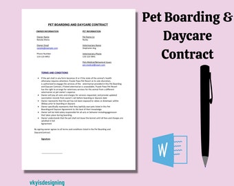 Pet Boarding Daycare Contract * Pet Daycare - Puppy Daycare * Puppy Boarding - Doggie Daycare * Pet Business * Pet Sitter Contract - Animal