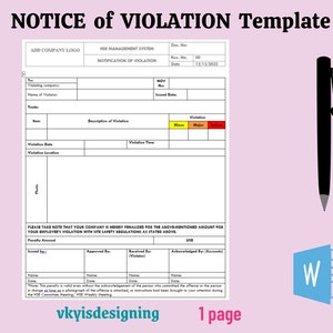 Aviso de infracción * Violación de seguridad - Seguridad de la salud - Advertencia de infracción - Carta de advertencia, Herramientas de seguridad, Violación del empleado, Carta de aviso