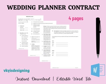 Wedding Planner Contract Template: Editable Agreement (WORD)