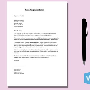 Nurse Resignation Letter Nurse Job Leave Job Quit New Job Offer Leaving Hospital Health Professional Health Care Provider image 1