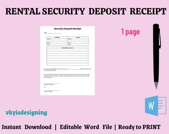 Rental Security Deposit Receipt: Editable Landlord Template (Printable Word)