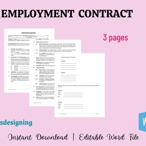Employment Contract Template: HR Agreement, New Hire Onboarding (Editable Word)