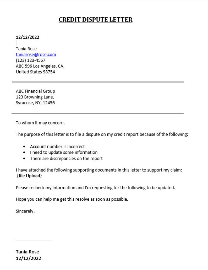 Credit Dispute Letter, Credit Report Dispute, Loan Bad Credit, Credit ...
