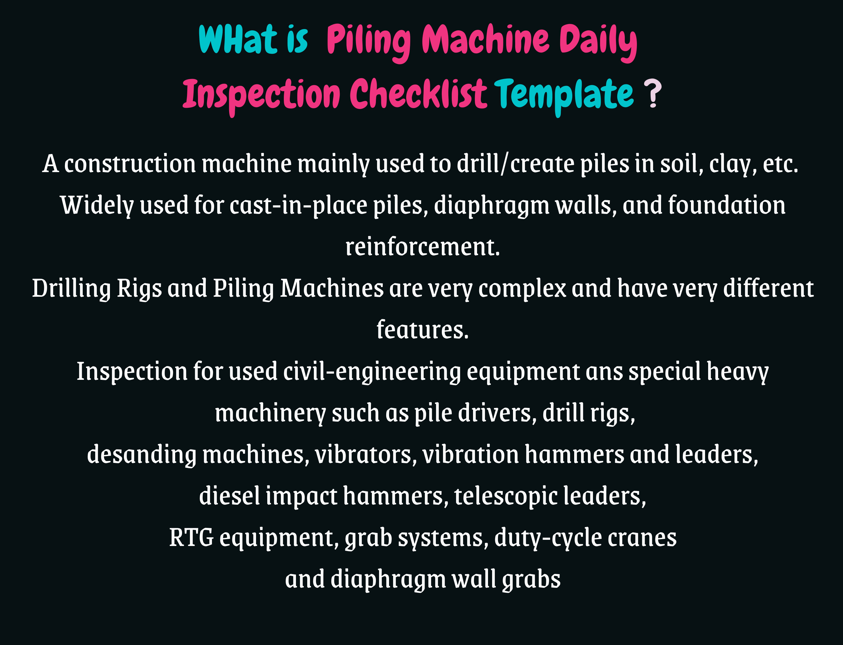 Piling Machine Inspection Checklist Drilling Rigs Safety Inspection