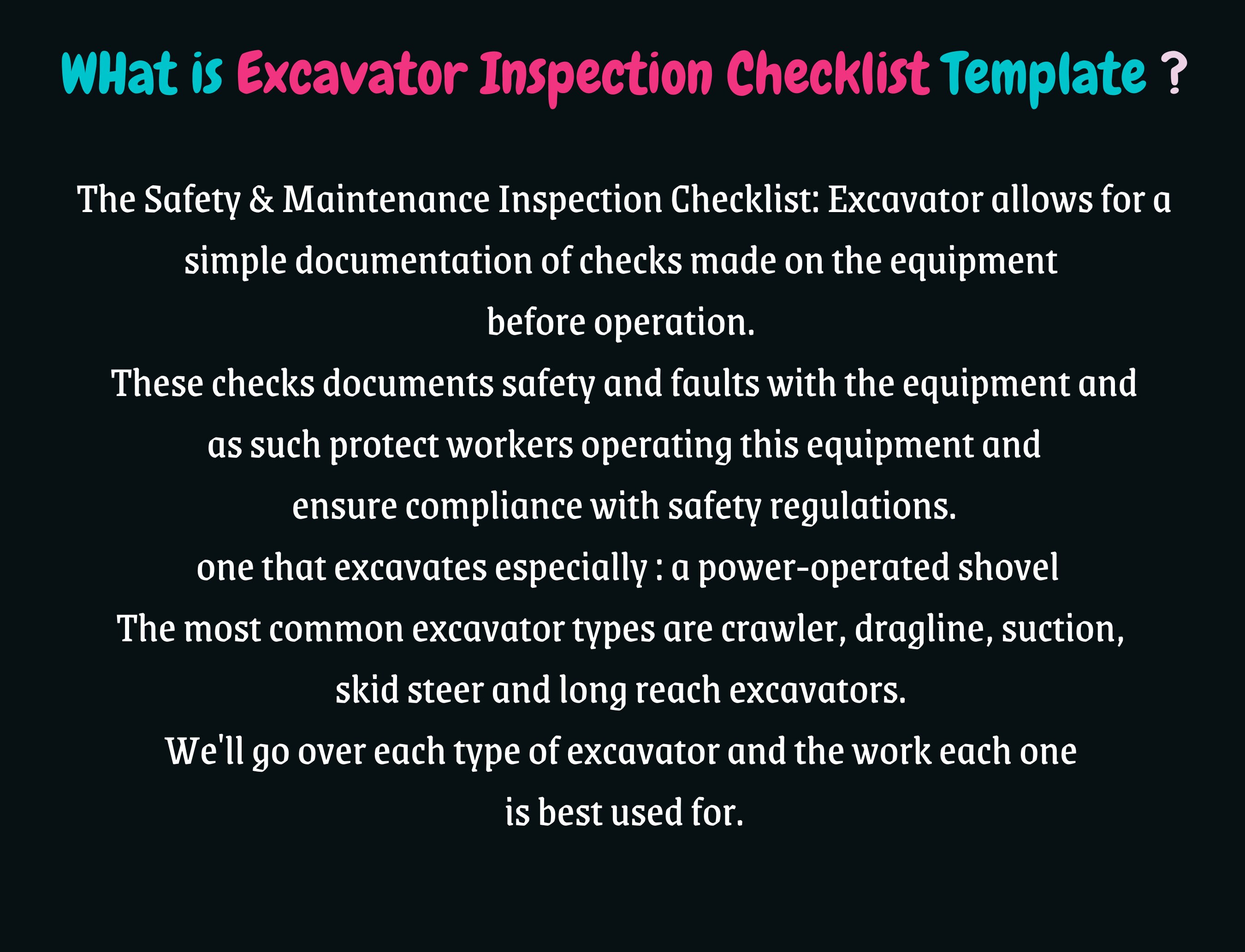 Excavator Inspection Checklist: Safety & Maintenance (WORD), Safety ...