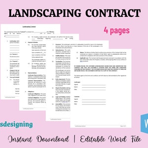 Landscaping Contract Template: Editable Lawn Care Service Agreement (Word)
