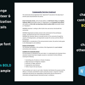 Community Service Contract * Public Service Agreement - Organization ...