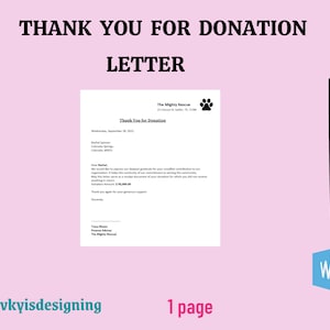 Thanking for Donation * Thank You Donation Received, Donation Letter, Thanking Contribution, Sponsorship Letter, Appreciation Letter, WORD