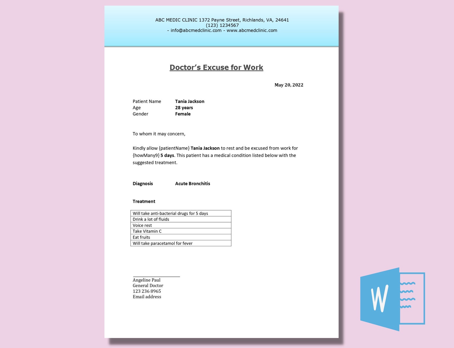 Medical Excuse for School * Excuse Form * Medical Form - Doctor Note ...