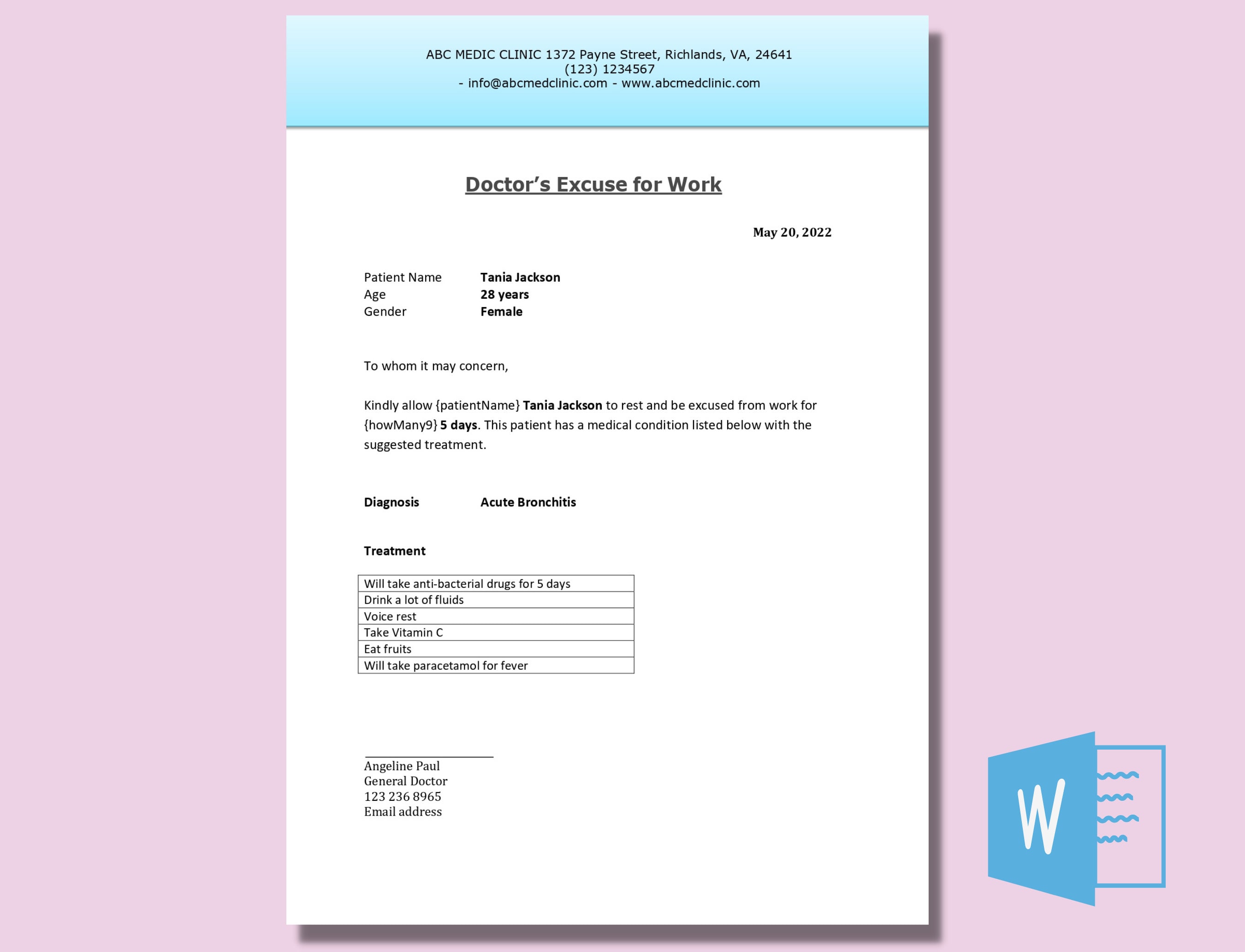 Medical Excuse for School * Excuse Form * Medical Form - Doctor Note ...