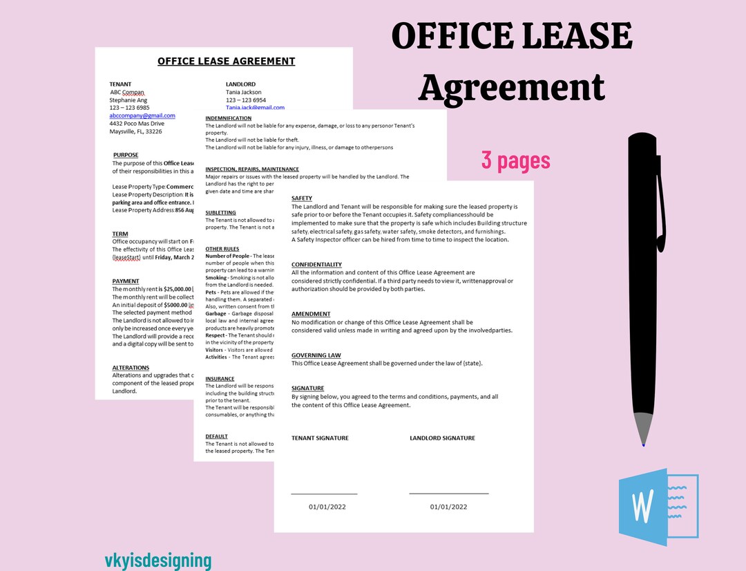 Office Lease Agreement Template: Commercial & Residential (editable ...