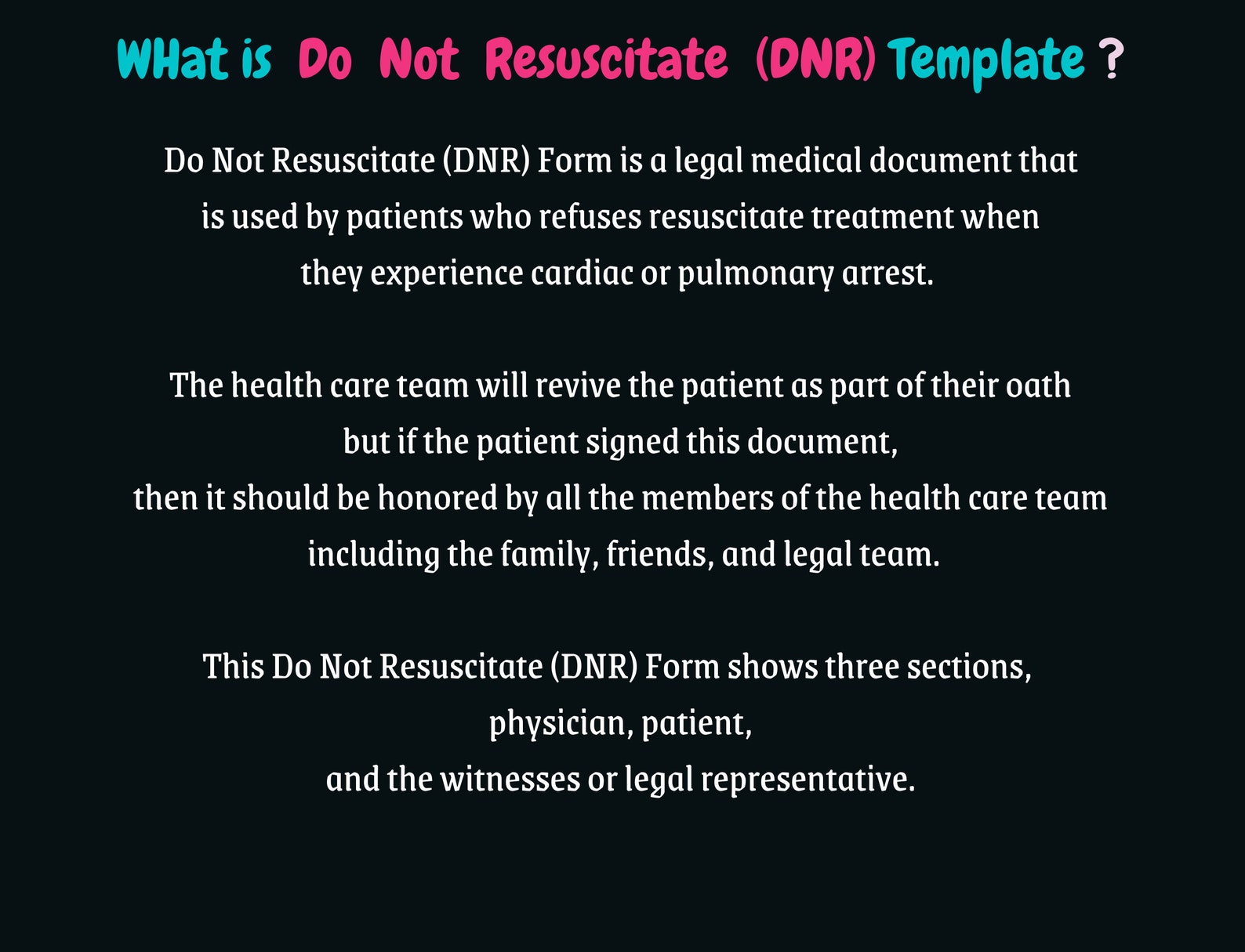 Do Not Resuscitate DNR, Medical Letter, Refuses Resuscitate, Pulmonary
